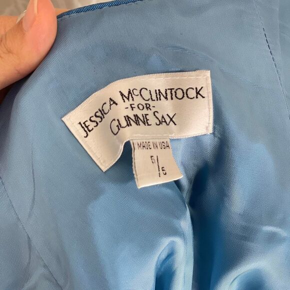 Rare Vintage 90’s Gunne Sax Blue Iridescent Evening Gown Prom Dress Size 5/5 - Picture 7 of 10